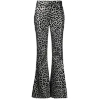 genny pantalon évasé à imprimé léopard - noir