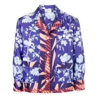 pierre-louis mascia chemise en soie à fleurs - bleu
