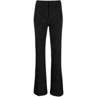 pinko pantalon de tailleur évasé à fines rayures - noir
