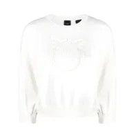 pinko sweat en coton stretch à logo brodé - blanc