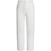 zegna pantalon en lin à taille élastiquée - blanc
