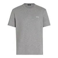 zegna t-shirt à logo brodé - gris