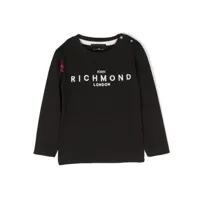 john richmond junior sweat en coton à logo brodé - noir