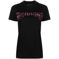john richmond t-shirt telis en coton à logo strassé - noir