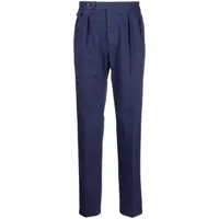 polo ralph lauren pantalon de costume à design plissé - bleu