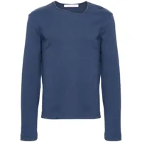 bianca saunders chemise en coton à encolure asymétrique - bleu