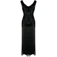 zuhair murad robe longue à franges - noir