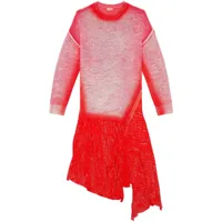 diesel robe mi-longue m-kimolos à ourlet asymétrique - rouge
