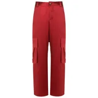 uma | raquel davidowicz pantalon droit en soie à poches cargo - rouge