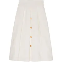 gucci jupe plissée à boutons décoratifs - blanc