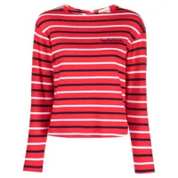 semicouture t-shirt en coton à rayures - rouge
