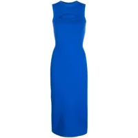 victoria beckham robe mi-longue à design sans manches - bleu
