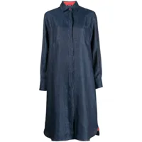 kiton robe-chemise en lin à manches longues - bleu