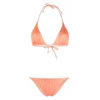 noire swimwear bikini à fronces - orange