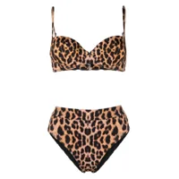 noire swimwear bikini à imprimé léopard - tons neutres