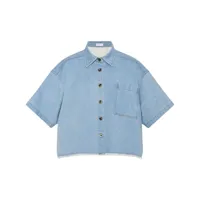rosetta getty chemise en jean crop à manches courtes - bleu