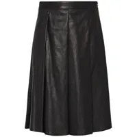 rosetta getty jupe en cuir à plis - noir