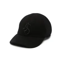 jil sander casquette en cachemire à logo brodé - noir