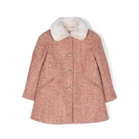 bonpoint manteau temaggie à col en fourrure artificielle - rose