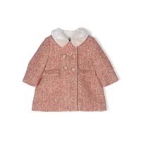 bonpoint manteau croisé à col texturé - rose