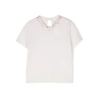 bonpoint t-shirt en cachemire à ornements de perles - blanc