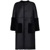 marni manteau en peau lainée à design réversible - noir