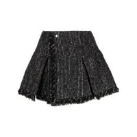 sacai short en tweed à taille haute - noir