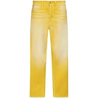 marni jean droit à effet délavé - jaune