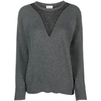 red valentino pull en tulle point d'esprit - gris