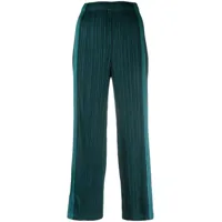 pleats please issey miyake pantalon plissé à taille élastiquée - vert