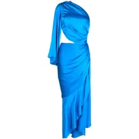 patbo robe drapée à une épaule - bleu