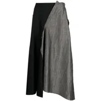 y's jupe asymétrique à design bicolore - noir