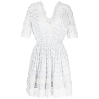 loveshackfancy robe courte newton à fleurs - blanc