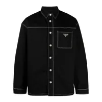 prada chemise en jean à coutures contrastantes - noir