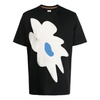 paul smith t-shirt en coton biologique à fleurs - noir