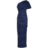 rachel gilbert robe longue kat à fronces - bleu