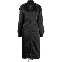 yohji yamamoto manteau oversize zippé à ceinture - noir