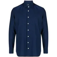 hackett chemise en coton à manches longues - bleu