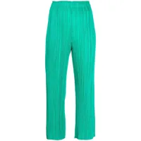 pleats please issey miyake pantalon crop plissé à taille haute - vert