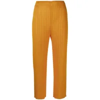 pleats please issey miyake pantalon court à design plissé - orange