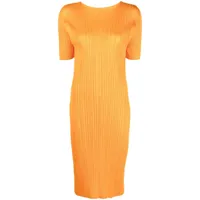 pleats please issey miyake robe plissée monthly colours may à coupe mi-longue - orange