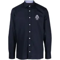 hackett chemise en coton à logo brodé - bleu