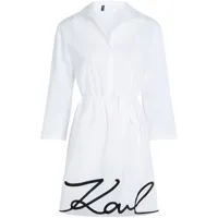 karl lagerfeld robe de plage à motif karl dna signature - blanc