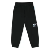 emporio armani kids x smurfs pantalon de jogging à logo brodé - noir