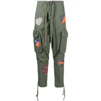 greg lauren pantalon cargo à design patchwork - vert
