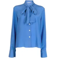 stella mccartney blouse en soie à col lavallière - bleu