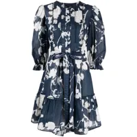cynthia rowley robe courte en coton à fleurs - bleu
