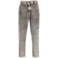 barena pantalon droit en velours côtelé à effet délavé - gris