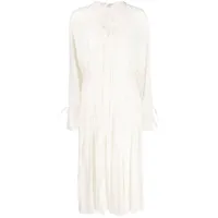 victoria beckham robe mi-longue à taille nouée - blanc