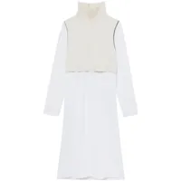 y's robe en maille torsadée à design superposé - blanc